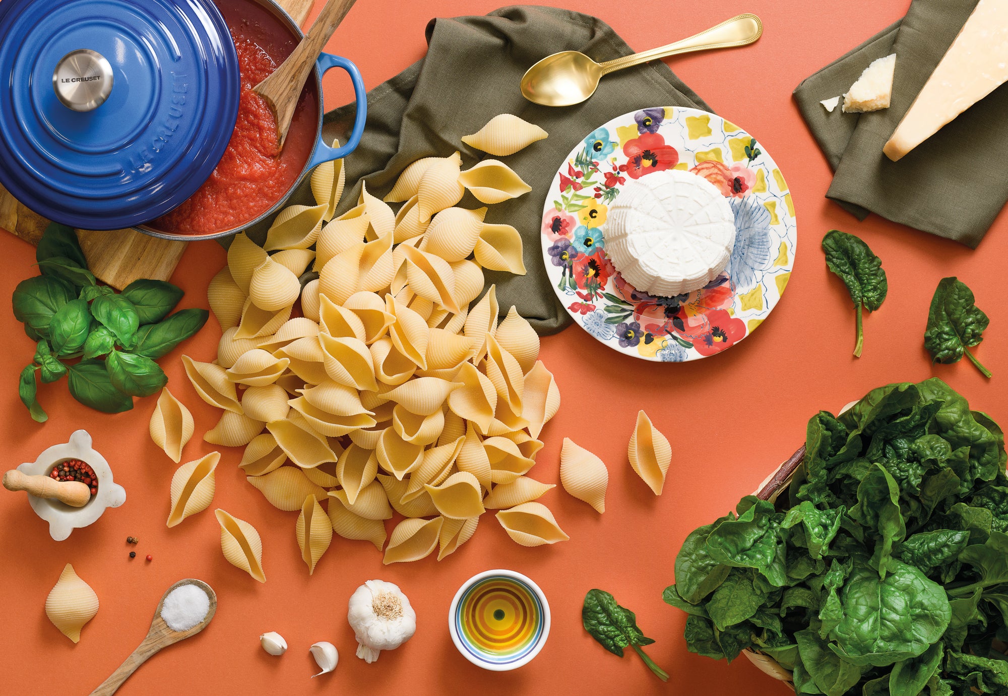 Conchiglioni Rigati ricotta e spinaci con sugo di pomodoro – Pastificio ...